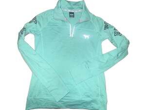 Victoria's Secret PINK Active Heathered Mint Green Quarter Zip Pullover